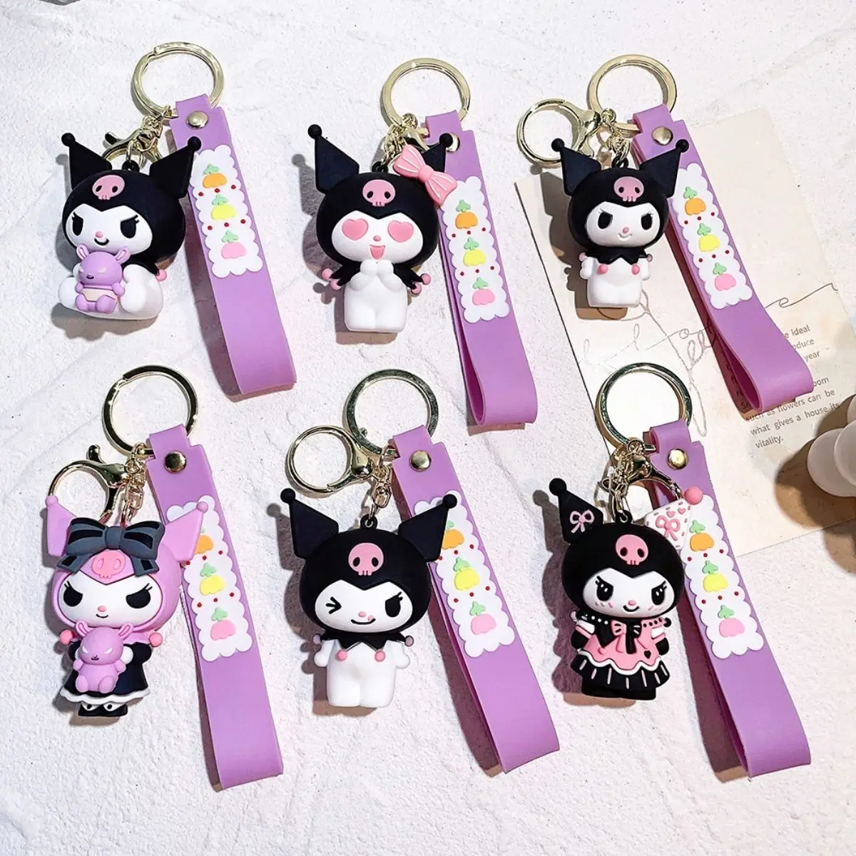 

Anime Sanrio Kuromi Cute Anime Cartoon Pendant Doll Bag Pendant Keychain For Boy Girls Figures Accessories Gifts
