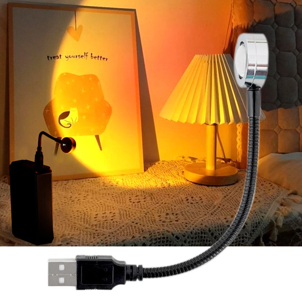 

RGB Night Light USB Powered Rainbow Projector Atmosphere Sunset Lamp Home Decoration Photography Lighting Wall Background Lights