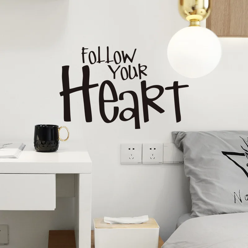 

Вдохновляющие наклейки на стену с надписью «Follow Your Heart» для гостиной, спальни, украшение для дома, роспись, креативный узор, притчи, обои