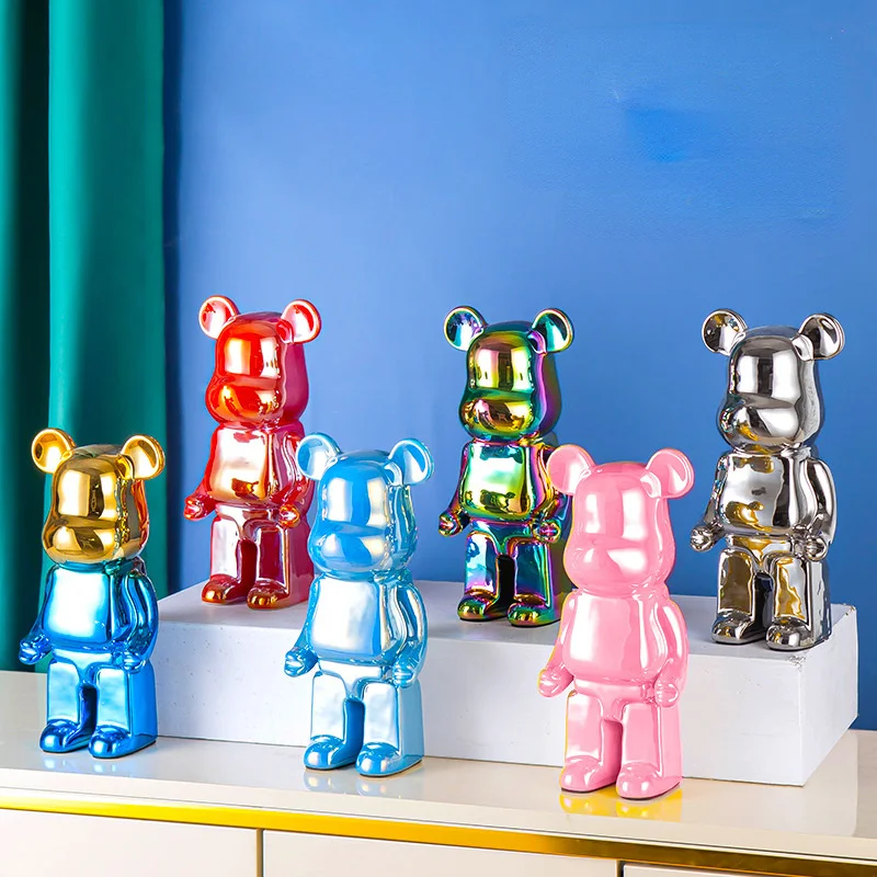 

28CM Home Decor Accessories Ceramic Plating Bear Statues Sculpture Modern Art Decoration Crafts Living Room Decoration Gift