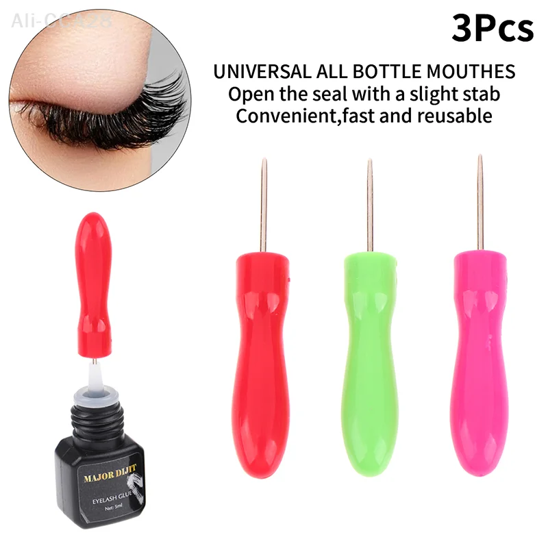 

3Pcs Lash Glue Bottle Blocking Needle Replacement Eyelash Extension Glue Mouth Head Special Plug Caps Opener Makeup Tools