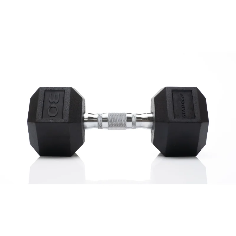

Tru Grit Fitness 30lb Black Rubber Hex Dumbbell, Single dumbbell weights