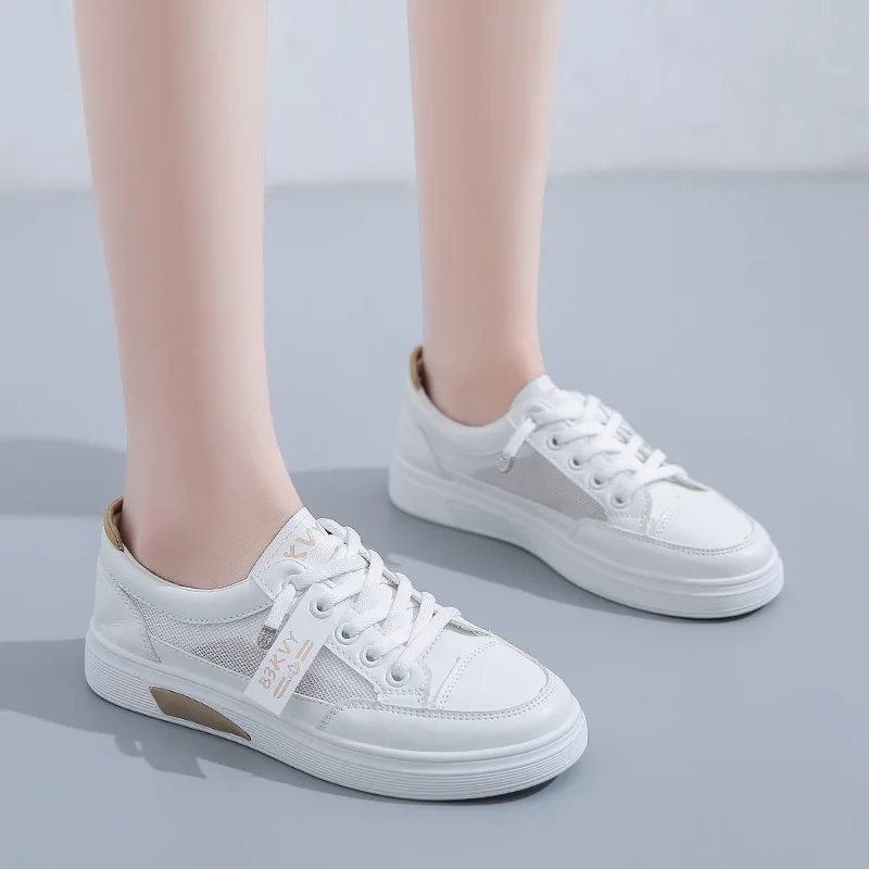 2023 Women Sneakers Autumn Leather Light White Sneaker Female Platform Vulcanized Shoes Spring Casual Breathable Sports Shoe