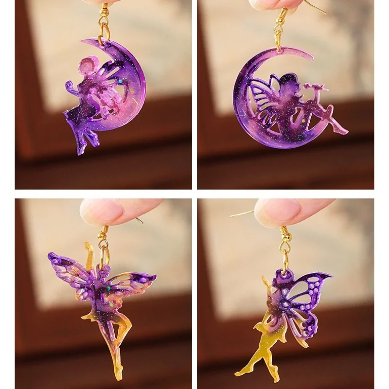 Серия Крылья ангела серьги силиконовая форма сделай сам кристалл луна девушка