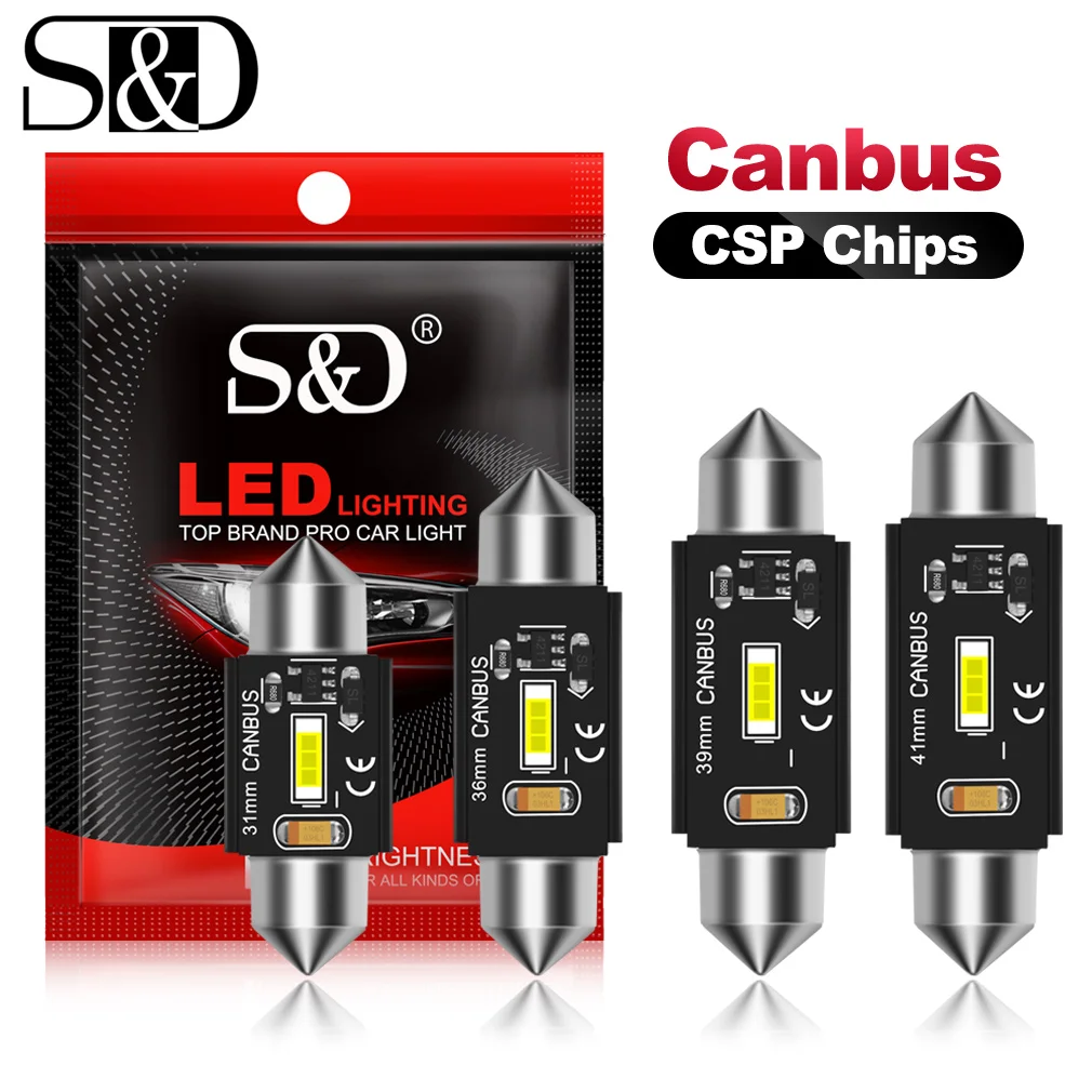 

Светодиодная лампа Canbus C5W C10W, 31/36/39/41 мм, 6000 лм, 12 В