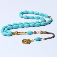 islamic tasbih jewelry prayer beads synthetic turquoise stone oval 814mm 33 beads masbaha subha muslim rosary tespih