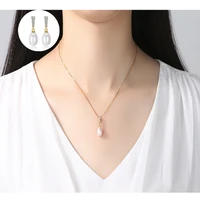 925 sterling silver pendant freshwater pearl necklace earrings pendant zircon earrings women fashion fine jewelry set party gift