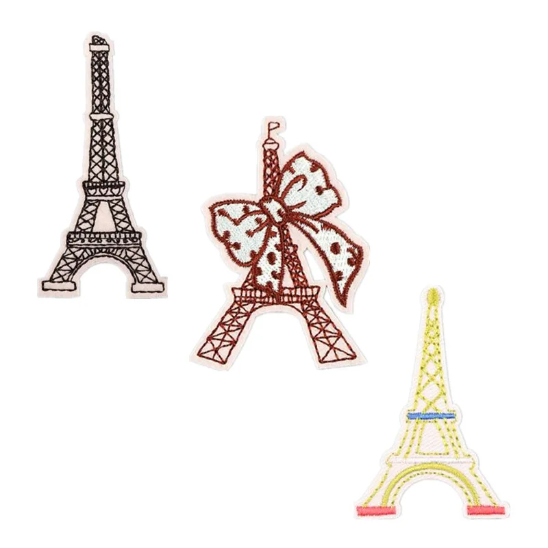 

Clothing Women Men Diy Embroidery Fashion Patch Iron Tower Bow deal with it Iron on patches for clothes Fabric Free Shipping