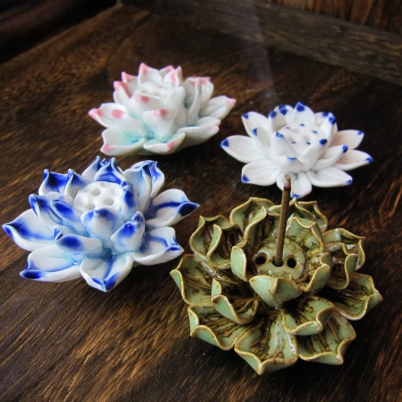 

Ceramic Lotus Incense Burner Zen Incense Inserts Handmade Folk Crafts Bruleur Encens Stick Incense Holder Incense Stick Holder