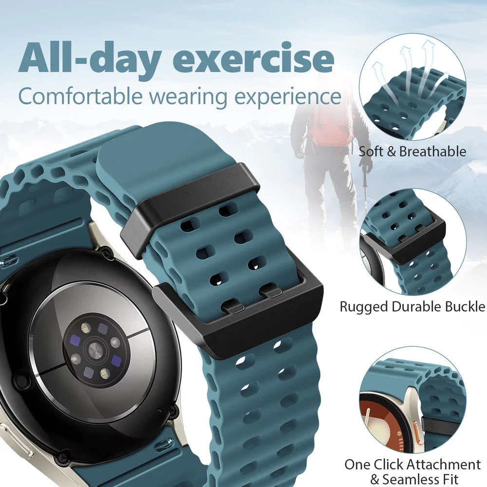 Фото Силиконовый ремешок для Samsung Galaxy Watch 7 FE 6 4 5 44 мм 40 мм/5pro, спортивный браслет без зазоров correa Galaxy Watch 6 classic, ремешок 47 мм №3
