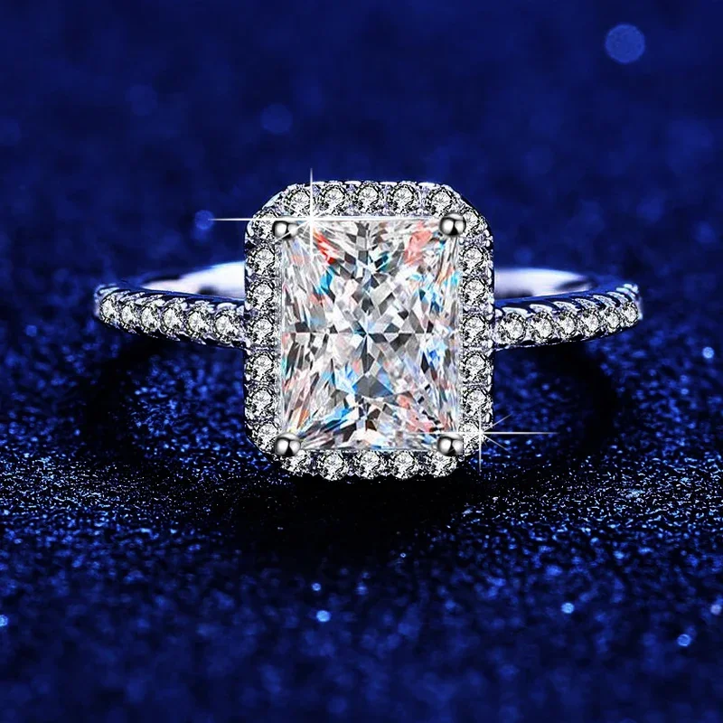 Женские роскошные обручальные кольца с муассанитом сияющей огранки 1-2 карата