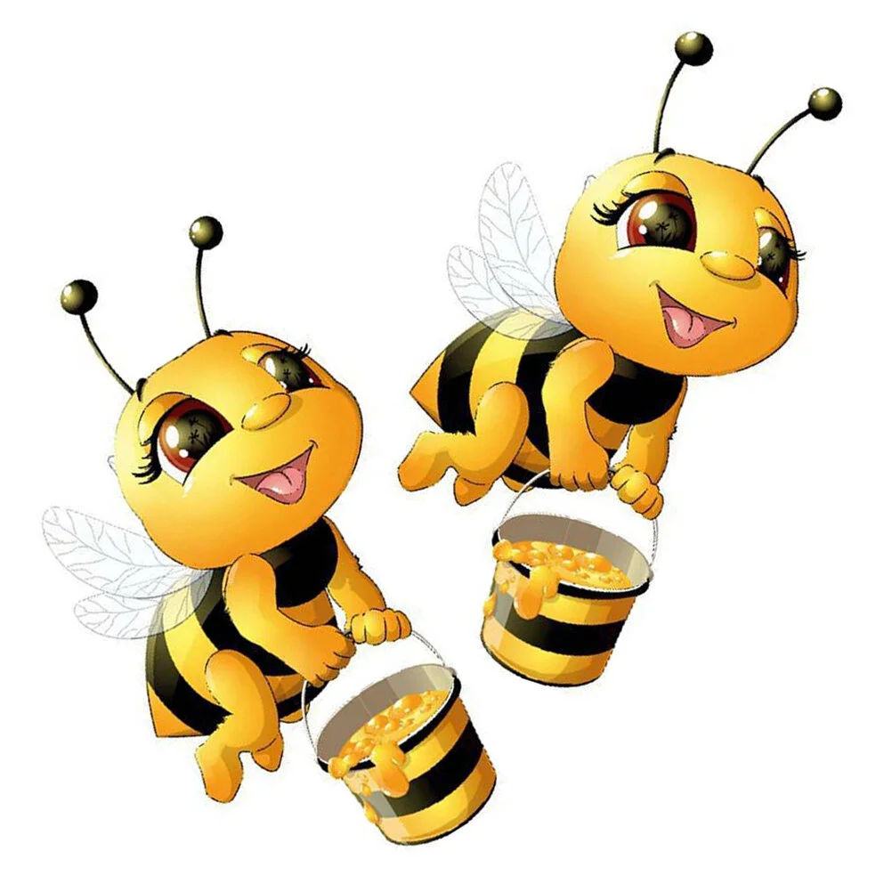 

2 Pcs Insect Girls Bedroom Glass Decor Decals Walls Peel Bee Poster