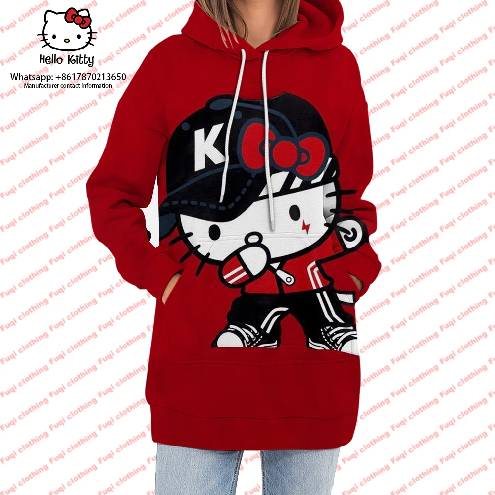 

Платье Hello kitty с длинным рукавом, платье с капюшоном, Мультяшные модные подарочные игрушки для девочек