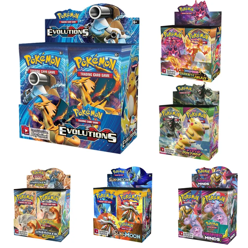 

360 шт., карта Pokemon TCG: Sun & Moon, развивающиеся непрерывные облигации Booster Box, торговая игра, карта, новейшие детские коллекционные игрушки