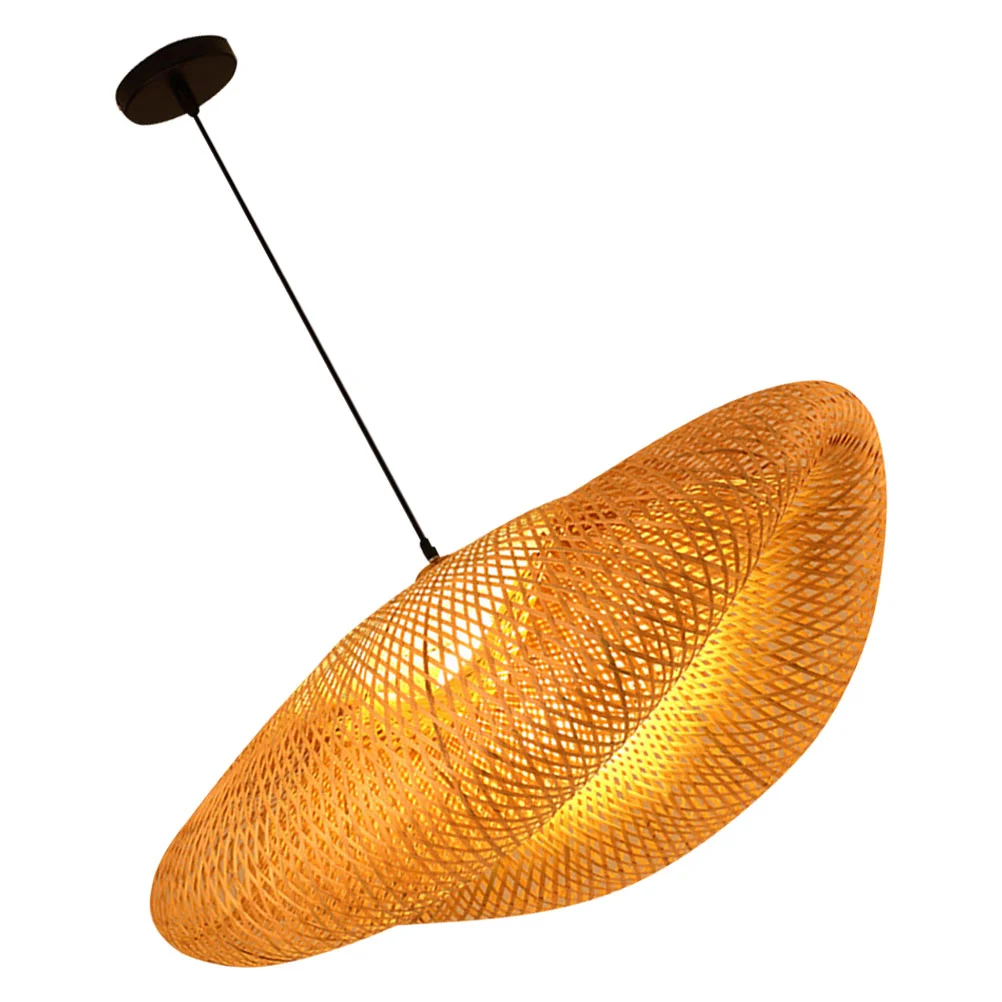 

Light Pendantceiling Chandelier Lighting Woven Lamp Rattan Vintage Lampshade Shade Fixture Basket Fixtureshat Straw Lantern