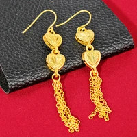 temperament fashion long tassel love earrings simple brass gold plated heart long tassel earrings earrings exquisite jewelry