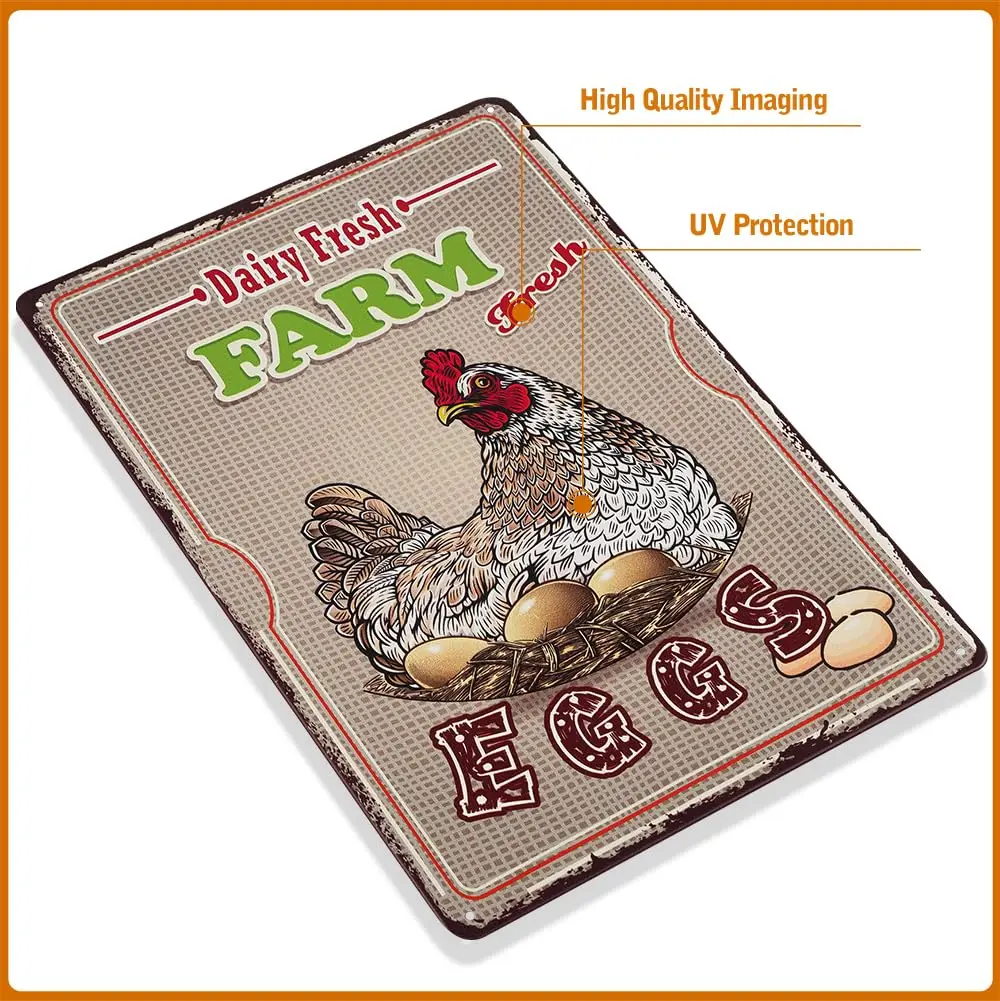 Винтажная металлическая вывеска Молочные свежие яйца настенный художественный