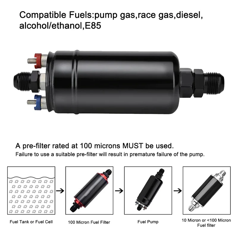 Универсальный внешний линейный топливный насос емкостью 300 л/ч заменяет 0580254044