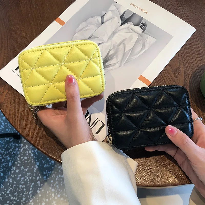 

Sheepskin Leather Lipstick Bag For Women 2022 New Genuine Leather Coin Purse Solid Mini Portable Mirror Female Cosmetic Bag