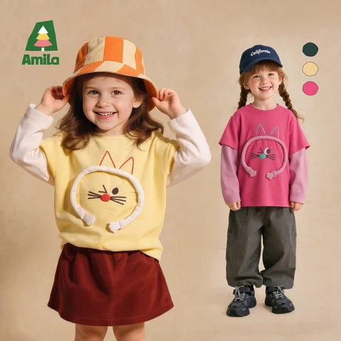 Детский топ Amila с котом, хлопок