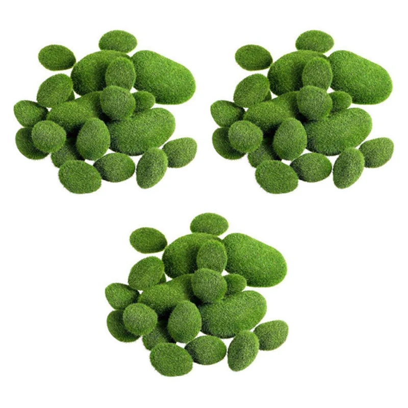 

120 Pieces 2 Sizes Artificial Moss Rocks Decorative Faux Green Moss Covered Stones