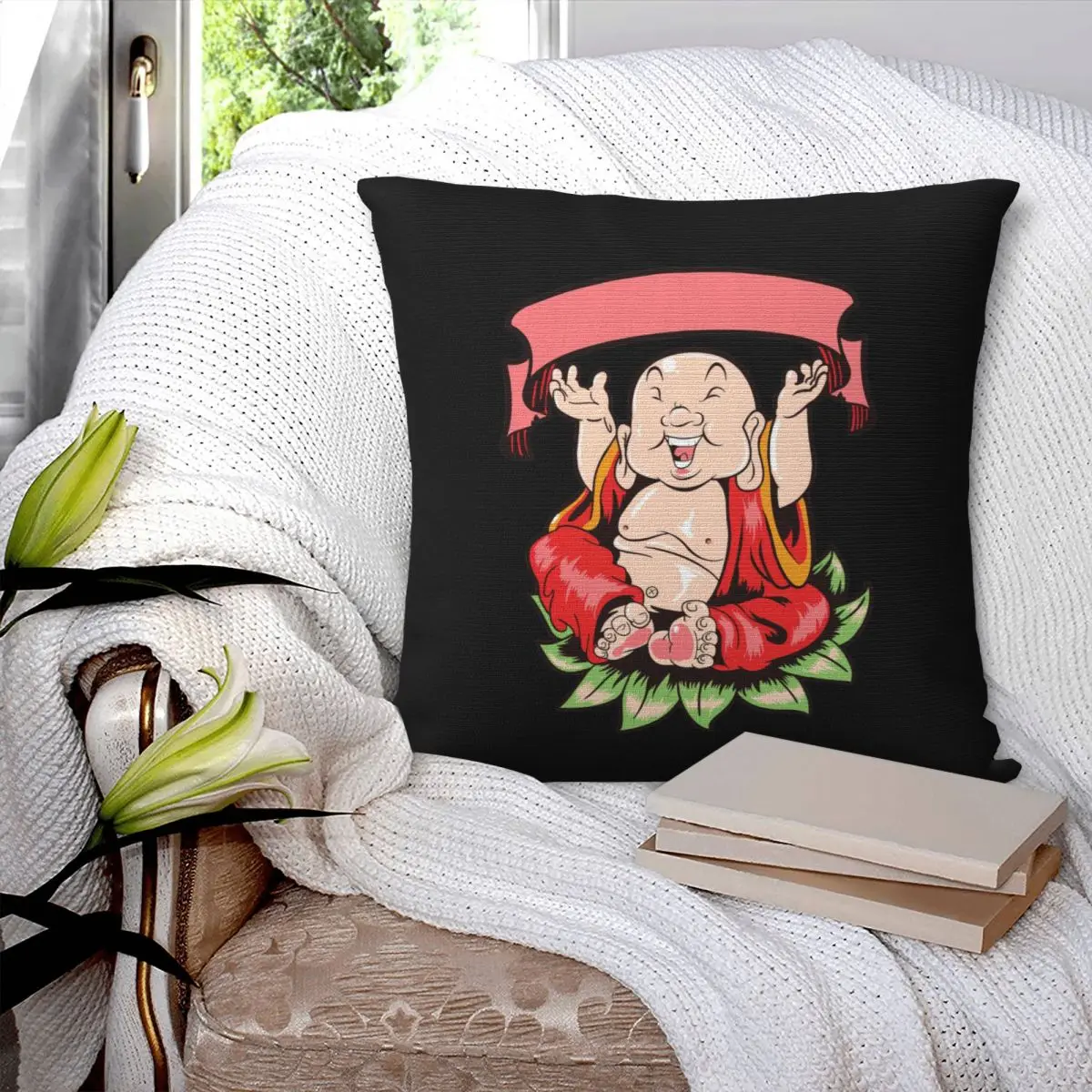 

Budha Happy Vector With Editable Layers Pillowcase Printed Cushion Cover Sofa Waist Pillow Pillow Cover