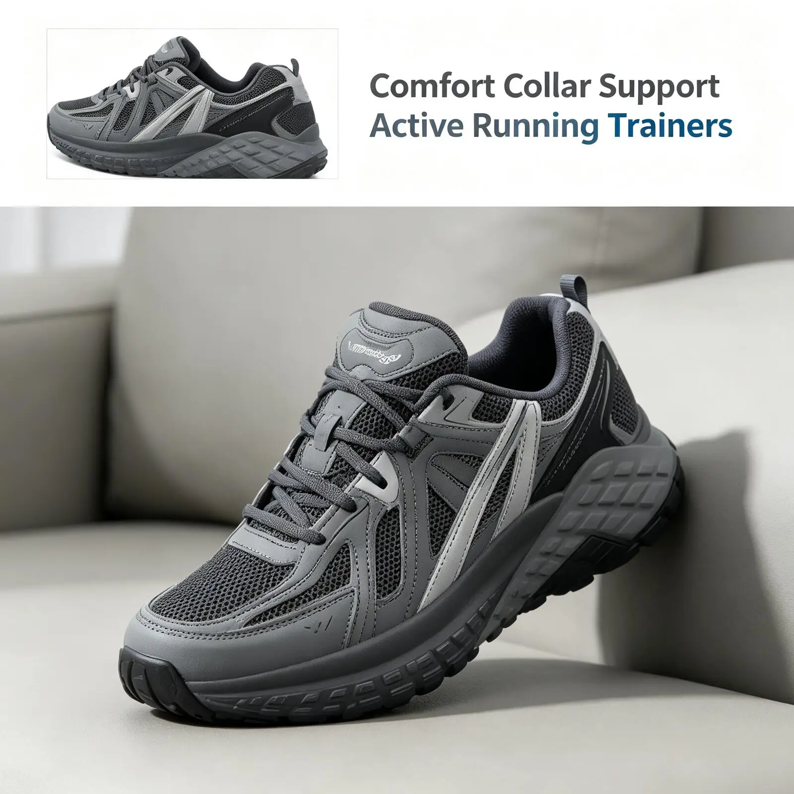 Фото Мужские кроссовки Skechers GO RUN с дышащей сеткой, противоскользящей подошвой и пеной с эффектом памяти, легкие и удобные, цвет угольно-серый 232742-CCGY №2