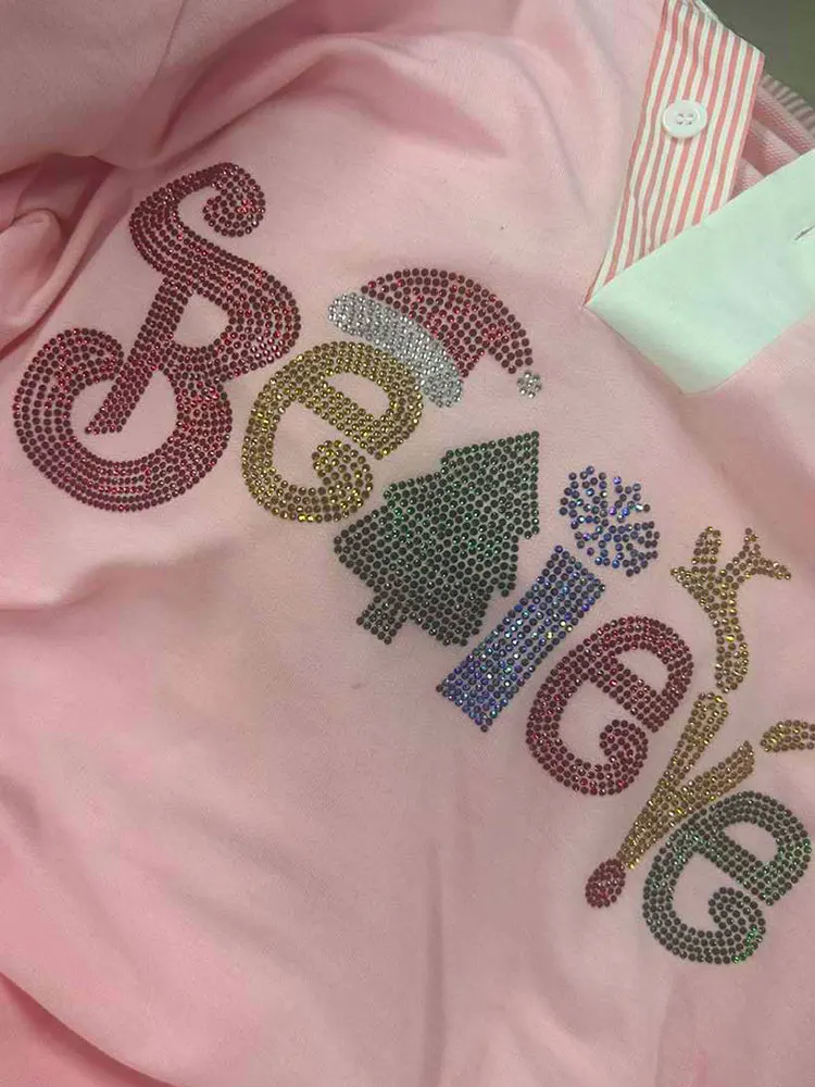 Sweet Christmas Sequin Pleated Top Women's Sweatshirt