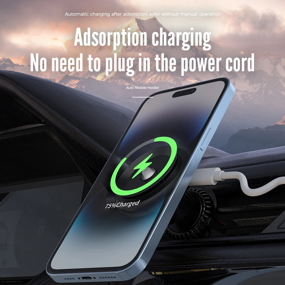 Kimdoole Car Wireless Charger Air Vent Automatic Phone Holder Magnetic Mounting and Vacuum Electric Navigation Stand Support