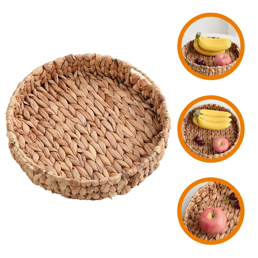

Round Baskets Small Organizing Manual Woven Tray Grass Straw Strawberry Storage