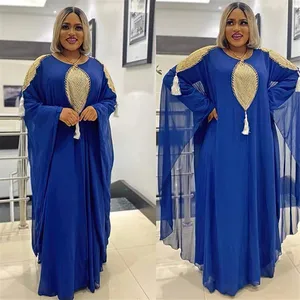 Long African Dresses for Women Plus Size Clothing Dashiki Chiffon Sequin Abaya Muslim Dress African Clothes Robe Africaine Femme