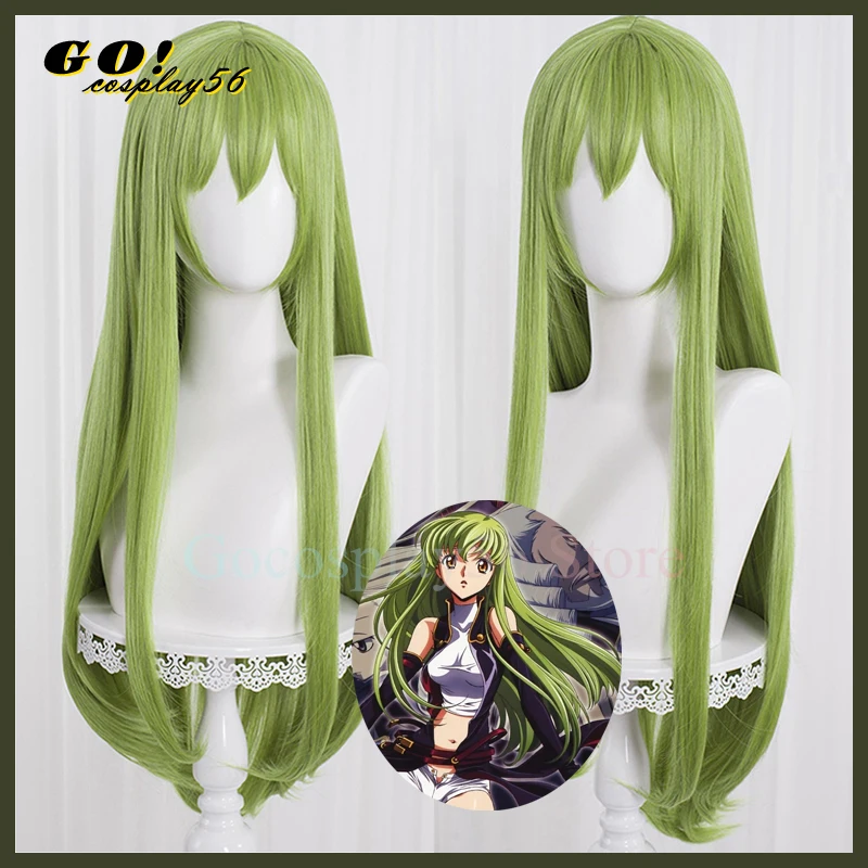 Code Geass C.C. Cosplay FGO Enkidu Wig Green 80cm Long Straight Synthetic Hair Adult Fate Grand Order Role Play