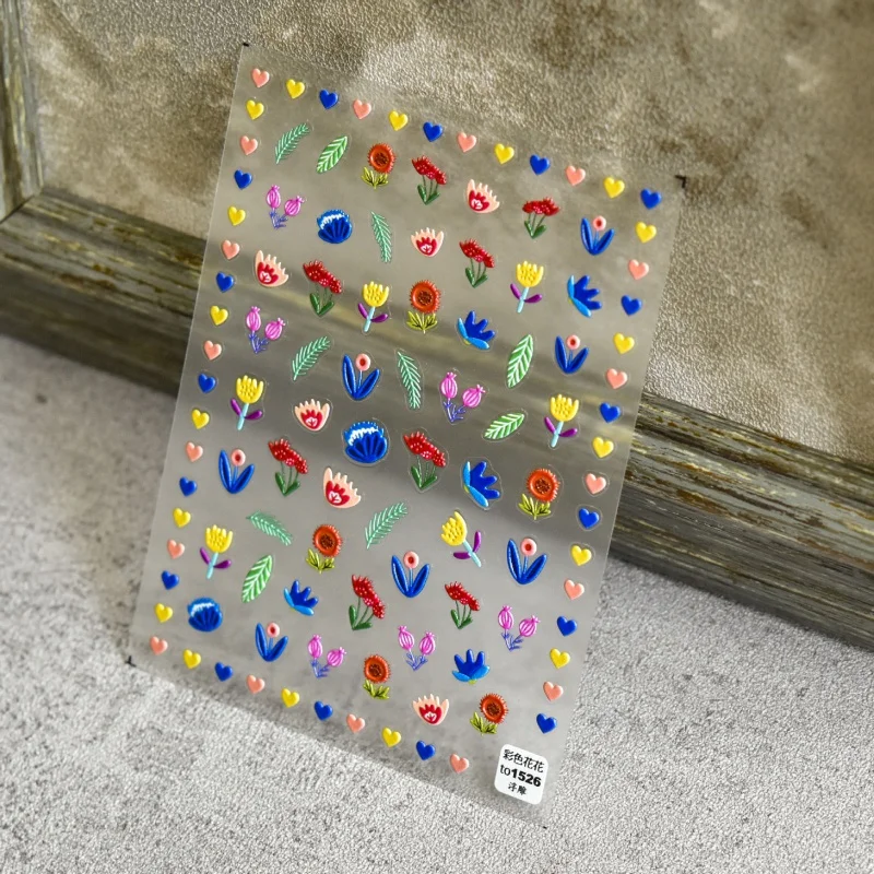 Рельефные стильные клейкие милые наклейки для ногтей популярные японские