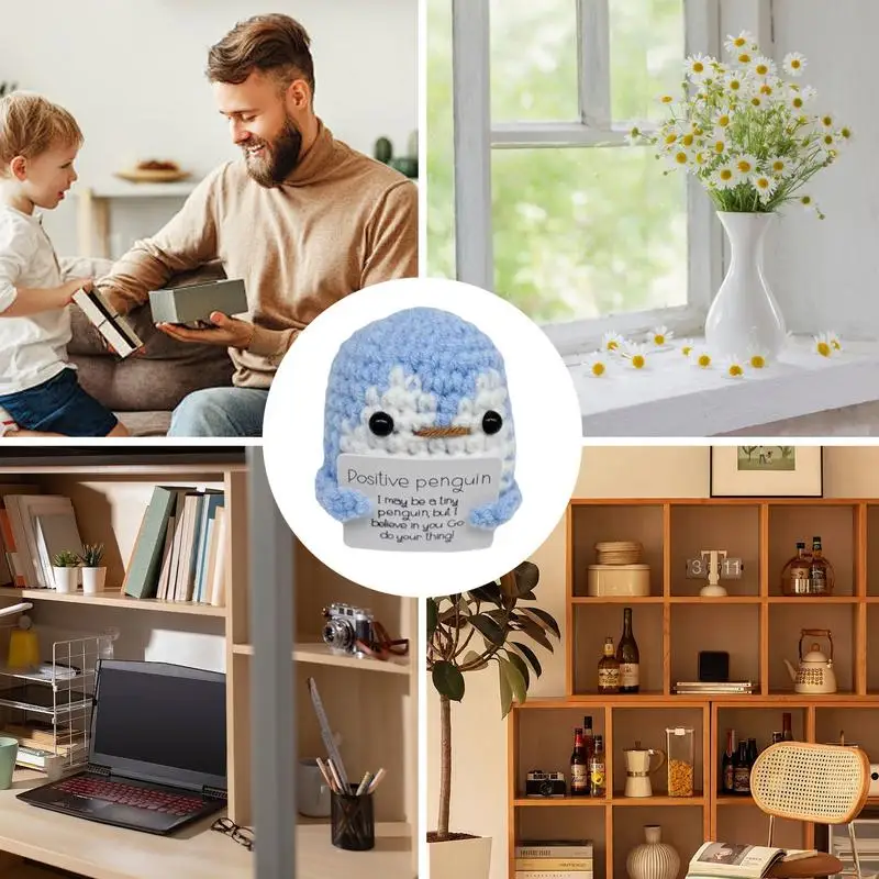 Вязаный крючком Пингвин Забавный положительный вязаный милый шерстяной