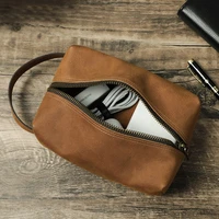 genuine leather storage bag large capacity hand clutch data organizer for cable clip cables container cosmetics travel bag
