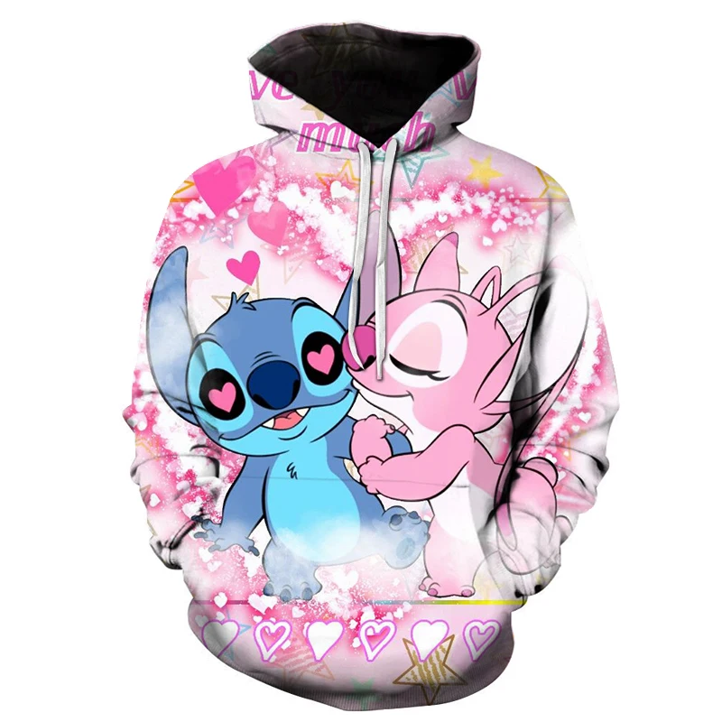 

Disney Lilo Stitch Pullover Hoodies Long Sleeve Sweatshirt Boys Girls Men Women Clothes Parent-child Cartoon Tops Coat