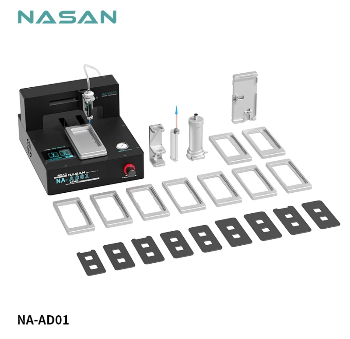 Автоматический дозатор клея NASAN DA01 с системой охлаждения для склеивания задних стекол и рам телефонов, в комплекте с полным набором пресс-форм (art.: 3920dae29893d) - 3920dae29893d