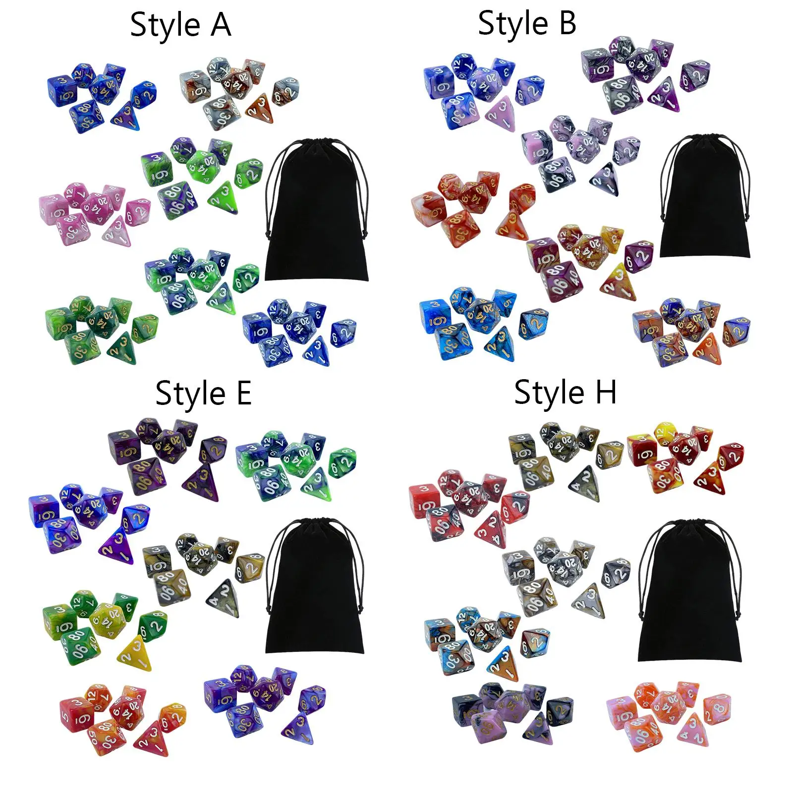 

49 Pieces Polyhedral Dices Set Math Teaching Multipurpose for Table Games