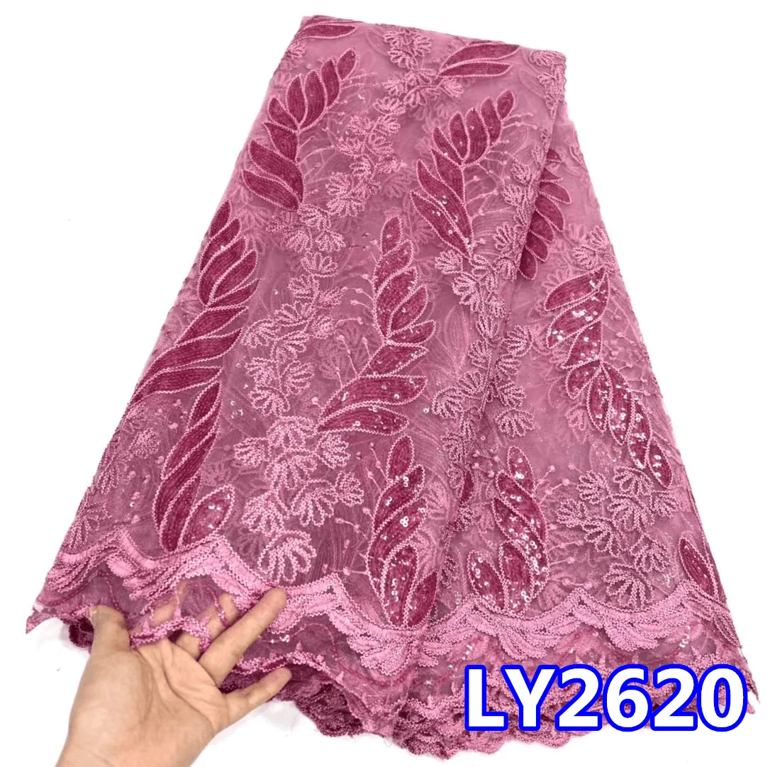 

African Lace Fabric 2023 High Quality French Tulle Mesh With Colorful Sequins Nigerian Lace Fabrics For Wedding Sewing PL299-2