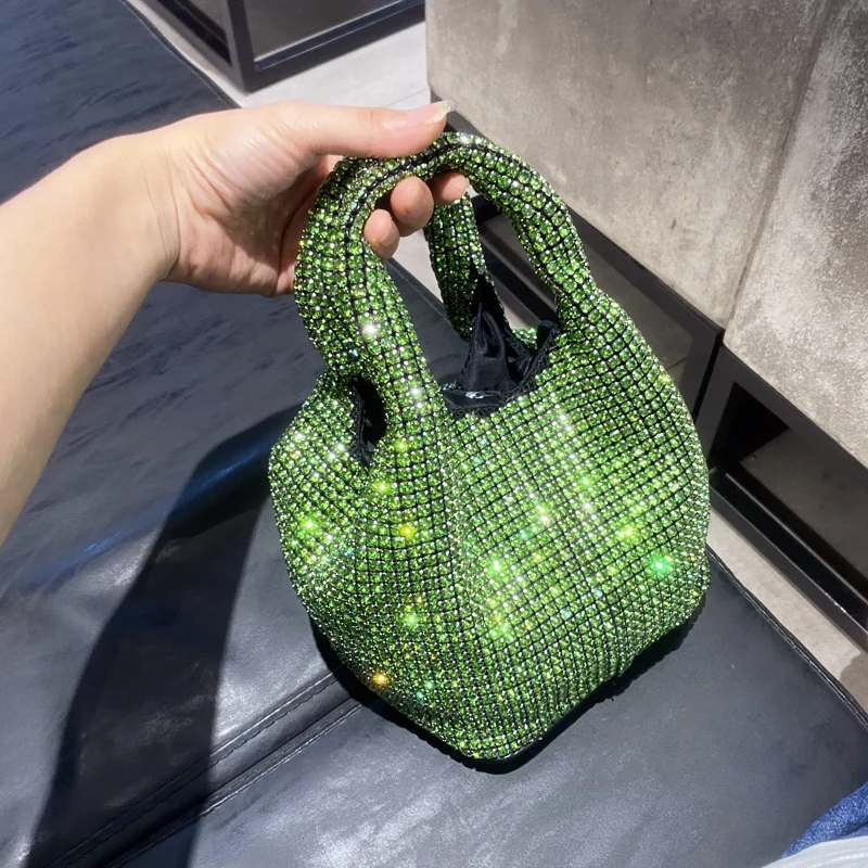 

Handle Rhinestones Evening clutch Bag Purses and handbag luxury Designer hobo shoulder bag Shiny Crystal Clutch purse bucket bag