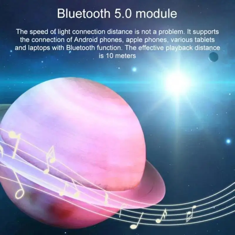 Saturn Ring Bluetooth Speaker Stereo Effect Sound Quality Clear Colorful Lighting Romantic Ornaments Creative Bluetooth Speaker