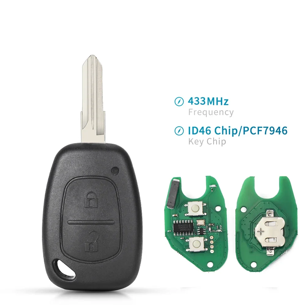 

KEYYOU 433 МГц 2 кнопки умный дистанционный ключ для автомобиля ID46 pcf7946 чип для Renault Trafic, Master Vivaro Movano Kangoo Ne73 VAC102 Blade