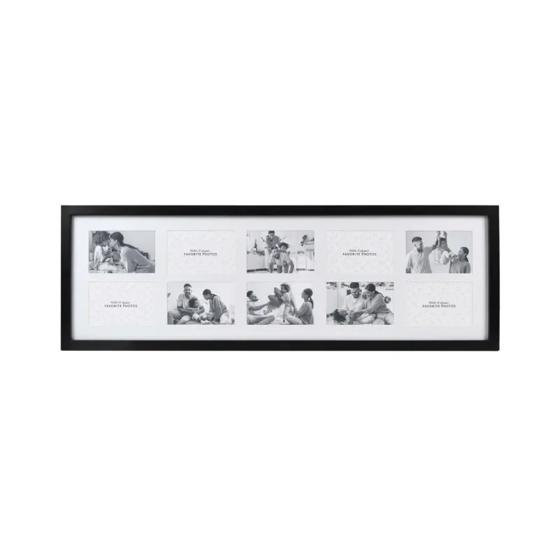 

10-Opening 12" x 36" Black Matted Picture Frame Collage, for 4x6 Photos, Wall Hanging