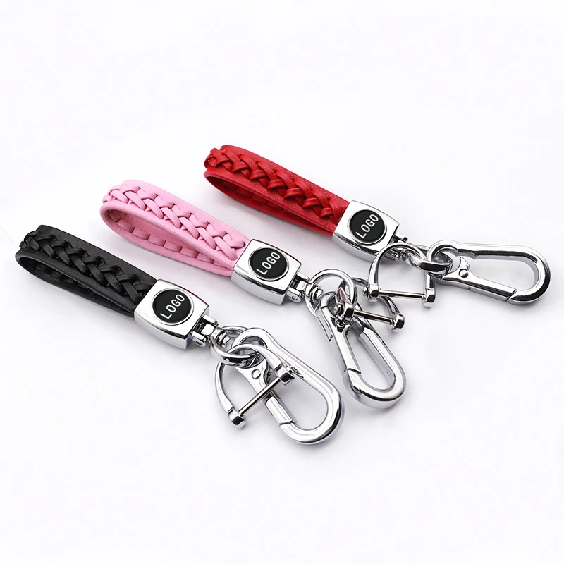

Auto Parts High Quality Business Leather Braided Red Key Ring Rope Keychain