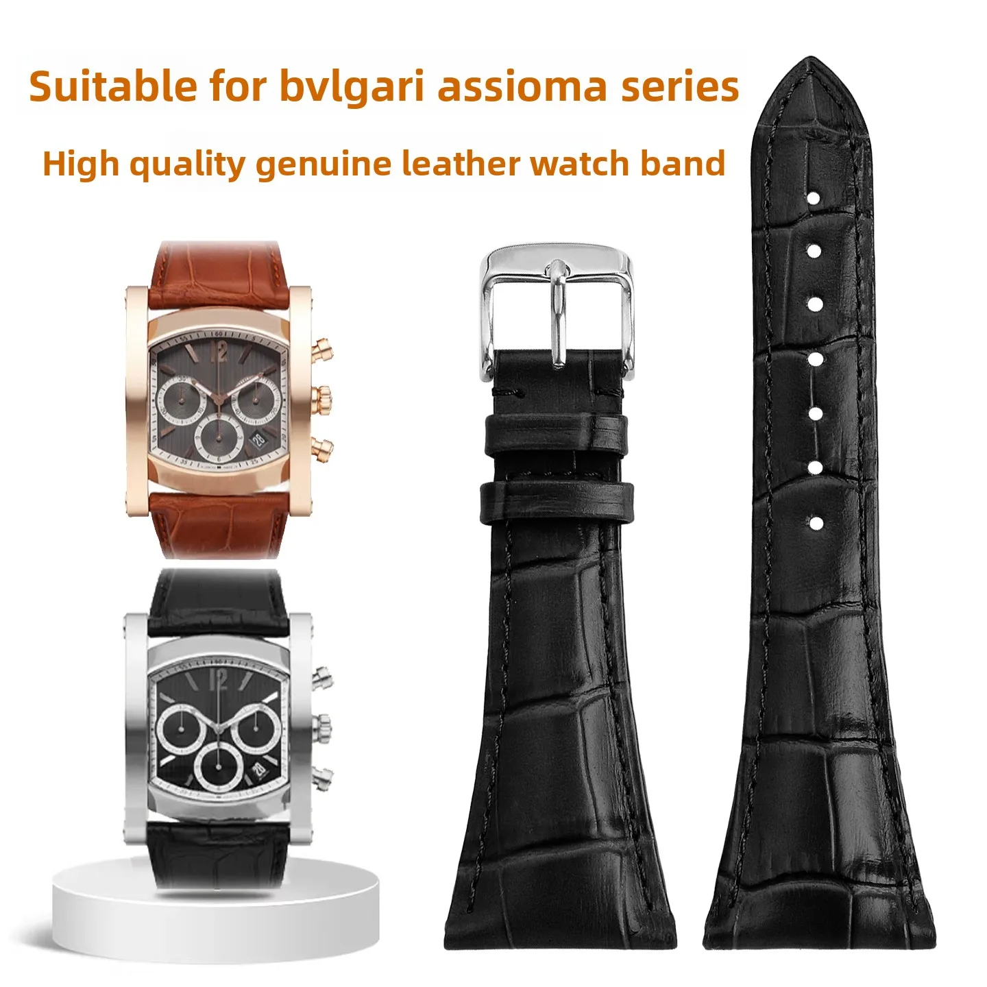 Фото Подходит для замены ремешка часов Bulgari ASSIOMA Series AA48C13GLDCH, ремешок из кожи аллигатора. №1