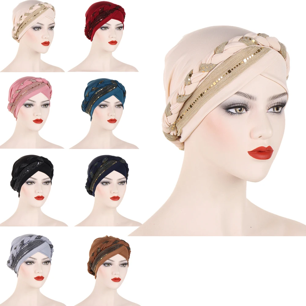 Новый индийский тюрбан с косами химиотерапия женская мусульманская шапка