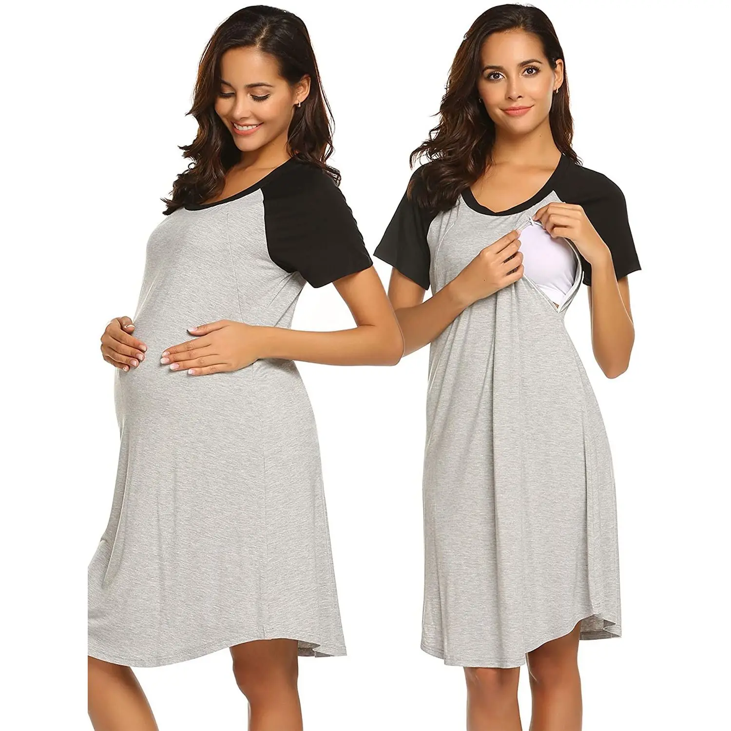 Maternity Pajamas Breastfeeding Gown Pregnancy Sleepwear Pregnant Woman Nightdress for Nursing Mothers