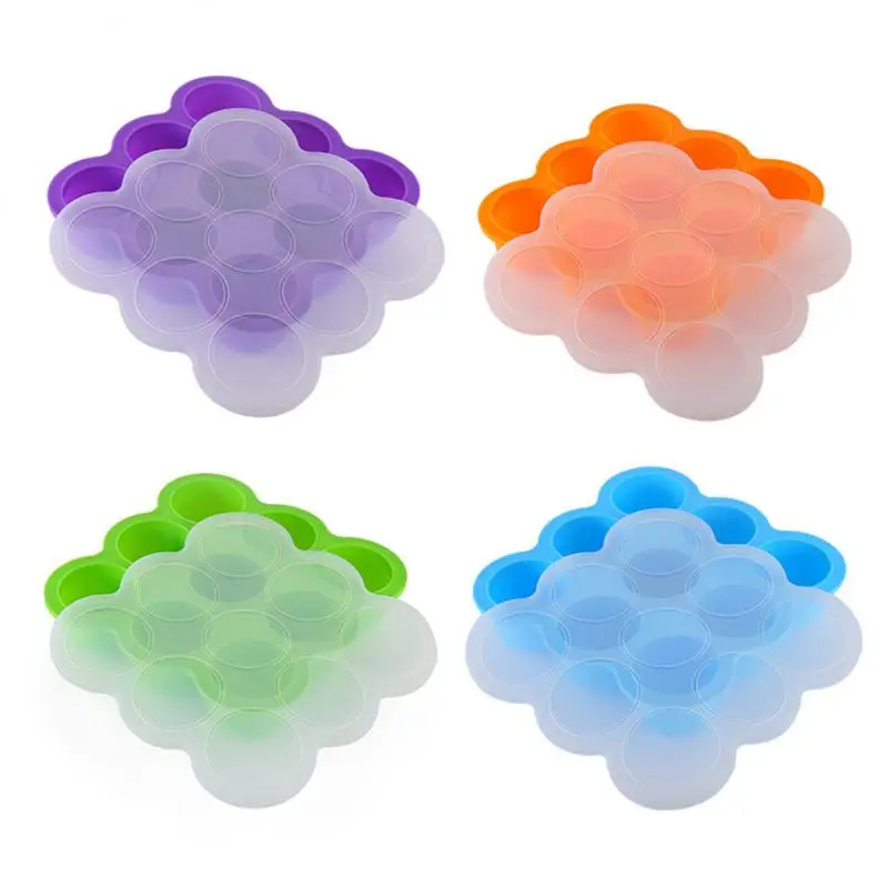 

9-hole Silicone Infant And Children's Supplementary Food Fresh-keeping Storage Box Ice Lattice Mold With Cover Kitchen Tools New