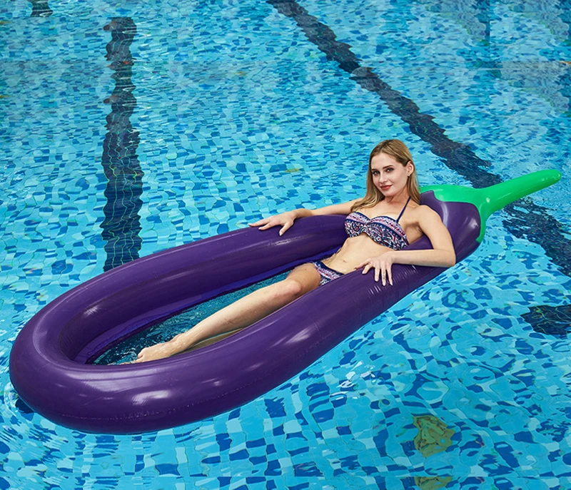 Giant Inflatable Eggplant Pool Float Swimming Pool Float Chair Bed Sea Mattress Swimming Party Toy For Childen Adults Water Toys