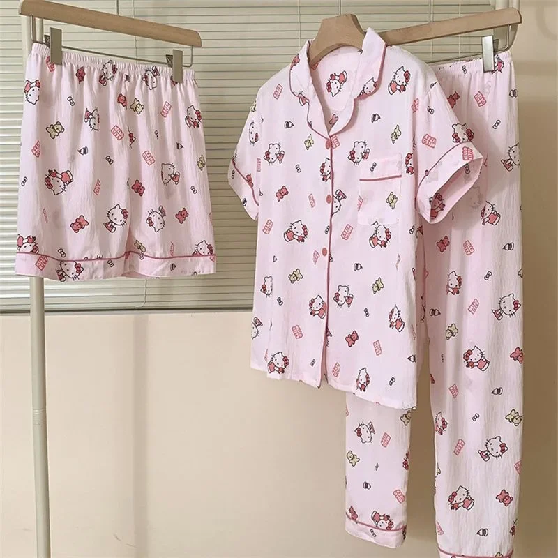 Хлопковая пижама Sanrio с принтом облаков летние шорты коротким рукавом и штаны